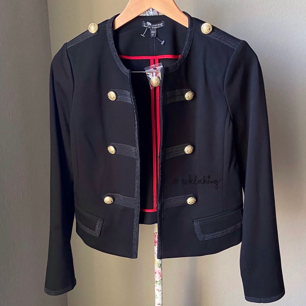 Military Inspired Red-trimmed EXPRESS JACKET -NWOT - Picture 2 of 15